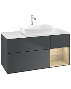 Villeroy und Boch Finion Villeroy und Boch F831PCHG 120cm, plaque de finition blanc mat, étagères Oak Veneer , Midnight Blue Matt Lacquer