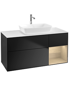 Villeroy und Boch Finion Waschtischunterschrank F831PCPD 120cm, Abdeckplatte white matt, Regale Oak Veneer, Black matt lacquer