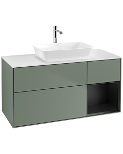Villeroy und Boch Finion Villeroy und Boch Finion F831PDGM 120cm, cover plate white matt, shelves black matt lacquer, Olive Matt Lacquer