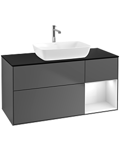 Villeroy und Boch Finion Villeroy und Boch Finion F832GFGK 120cm, cover plate black matt, shelves Glossy white lacquer, anthracite matt