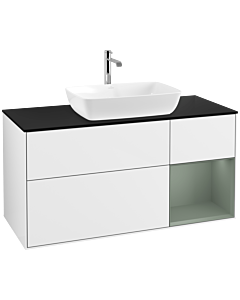 Villeroy und Boch Finion Villeroy und Boch Finion F832GMGF 120cm, cover plate black matt, shelves olive matt lacquer, glossy white lacquer