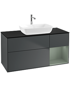 Villeroy und Boch Finion Villeroy und Boch F832GMHG 120cm, plaque de finition noir mat, étagères olive laqué mat, Midnight Blue Matt Lacquer