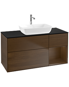 Villeroy und Boch Finion Villeroy und Boch F832GNGN 120cm, plaque de finition noir mat, étagères Walnut Veneer , placage Walnut Veneer