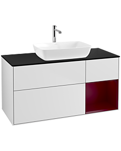 Villeroy und Boch Finion Villeroy und Boch Finion F832HBMT 120cm, cover plate black matt, shelves Peony matt lacquer, white matt lacquer