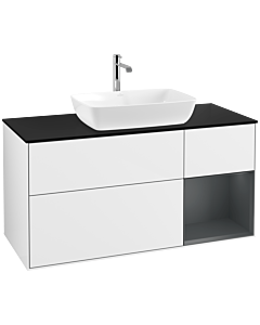 Villeroy und Boch Finion Villeroy und Boch Finion F832HGGF 120cm, cover plate black matt, shelves midnight matt lacquer, glossy white lacquer