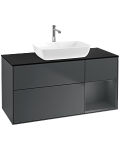 Villeroy und Boch Finion Villeroy und Boch F832HGHG 120cm, plaque de finition noir mat, étagères laqué mat minuit, minuit Blue Matt Lacquer