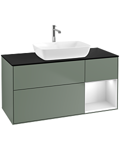 Villeroy und Boch Finion Villeroy und Boch Finion F832MTGM 120cm, cover plate black matt, shelves white matt lacquer, Olive Matt Lacquer