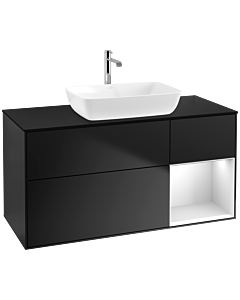 Villeroy und Boch Finion Villeroy und Boch F832MTPD 120cm, couvercle noir mat, étagères laqué blanc mat, laqué noir mat