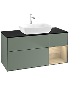 Villeroy und Boch Finion Villeroy und Boch F832PCGM 120cm, couvercle noir mat, étagères Oak Veneer , Olive Matt Lacquer