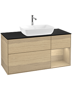 Villeroy und Boch Finion Villeroy und Boch F832PCPC 120cm, plaque de finition noir mat, étagères Oak Veneer , Oak Veneer