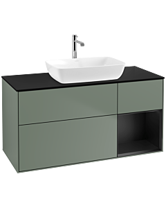 Villeroy und Boch Finion Villeroy und Boch Finion F832PDGM 120cm, cover plate black matt, shelves black matt lacquer, Olive Matt Lacquer