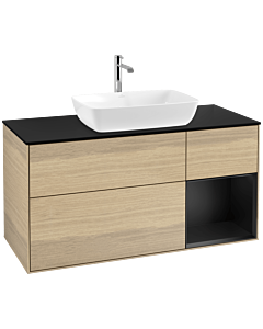 Villeroy und Boch Finion Villeroy und Boch Finion F832PDPC 120cm, cover plate black matt, shelves black matt lacquer, Oak Veneer