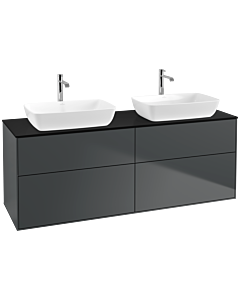 Villeroy und Boch Finion Waschtischunterschrank F84200HG 160x60,3cm, Abdeckplatte black matt, Midnight Blue Matt Lacquer
