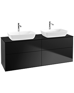 Villeroy und Boch Finion Waschtischunterschrank F84200PD 160x60,3cm, Abdeckplatte black matt, Black matt lacquer