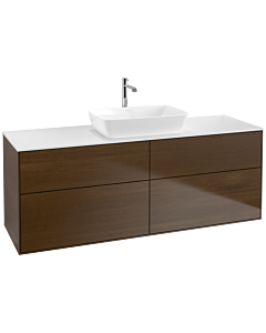 Villeroy und Boch Finion Waschtischunterschrank F85100GN 160x60,3cm, Abdeckplatte white matt, Walnut veneer