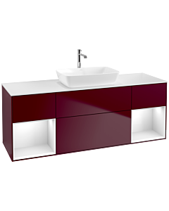 Villeroy und Boch Finion Villeroy und Boch F861GFHB 160cm, plaque de finition blanc mat, étagères laqué blanc brillant, Peony Matt