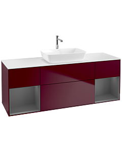 Villeroy und Boch Finion Waschtischunterschrank F861GKHB 160cm, Abdeckplatte white matt, Regale Anthracite matt lacquer, Peony Matt