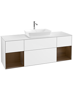 Villeroy und Boch Finion Villeroy und Boch Finion F861GNGF 160cm, cover plate white matt, shelves Walnut Veneer , glossy white lacquer