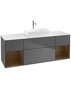Villeroy und Boch Finion Villeroy und Boch Finion F861GNGK 160cm, cover plate white matt, shelves Walnut Veneer , anthracite matt