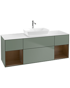 Villeroy und Boch Finion Villeroy und Boch Finion F861GNGM 160cm, cover plate white matt, shelves Walnut Veneer , Olive Matt Lacquer