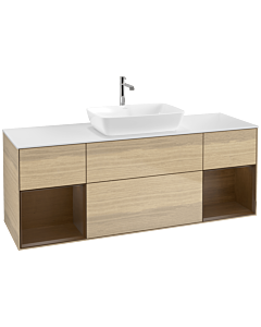 Villeroy und Boch Finion Villeroy und Boch F861GNPC 160cm, plaque de finition blanc mat, étagères Walnut Veneer , Oak Veneer