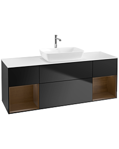 Villeroy und Boch Finion Villeroy und Boch Finion F861GNPD 160cm, cover plate white matt, shelves Walnut Veneer , black matt lacquer