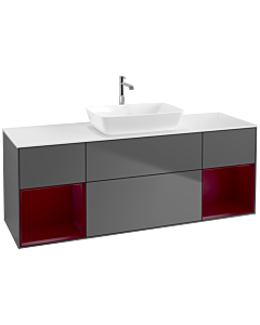 Villeroy und Boch Finion Villeroy und Boch F861HBGK 160cm, plaque de finition blanc mat, étagères Peony laqué mat, anthracite mat