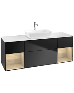 Villeroy und Boch Finion Villeroy und Boch F861PCPD 160cm, couvercle blanc mat, étagères Oak Veneer , laqué noir mat
