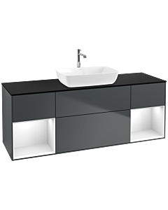 Villeroy und Boch Finion Villeroy und Boch Finion F862GFHG 160cm, cover plate black matt, shelves Glossy white lacquer, Midnight Blue Matt Lacquer