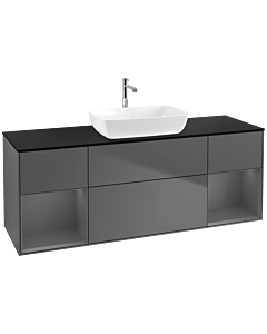 Villeroy und Boch Finion Waschtischunterschrank F862GKGK 160cm, Abdeckplatte black matt, Regale Anthracite matt lacquer, Anthracite matt