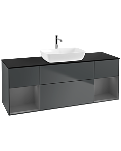 Villeroy und Boch Finion Villeroy und Boch F862GKHG 160cm, plaque de finition noir mat, étagères Laque anthracite mat, Midnight Blue Matt Lacquer