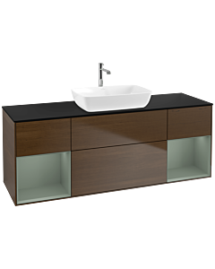 Villeroy und Boch Finion Villeroy und Boch Finion F862GMGN 160cm, cover plate black matt, shelves olive matt lacquer, walnut veneer