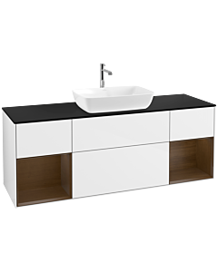 Villeroy und Boch Finion Villeroy und Boch Finion F862GNGF 160cm, cover plate black matt, shelves Walnut Veneer , glossy white lacquer