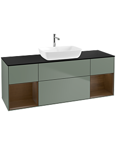 Villeroy und Boch Finion Villeroy und Boch Finion F862GNGM 160cm, cover plate black matt, shelves Walnut Veneer , Olive Matt Lacquer