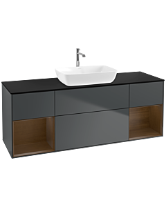 Villeroy und Boch Finion Villeroy und Boch Finion F862GNHG 160cm, cover plate black matt, shelves Walnut Veneer , midnight Blue Matt Lacquer