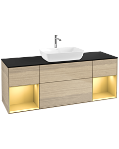 Villeroy und Boch Finion Villeroy und Boch Finion F862HFPC 160cm, cover plate black matt, shelves gold matt lacquer, Oak Veneer
