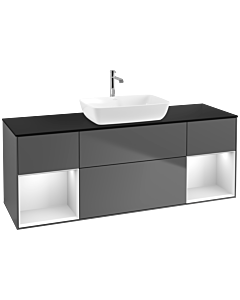 Villeroy und Boch Finion Villeroy und Boch F862MTGK 160cm, plaque de finition noir mat, étagères laqué blanc mat, anthracite mat