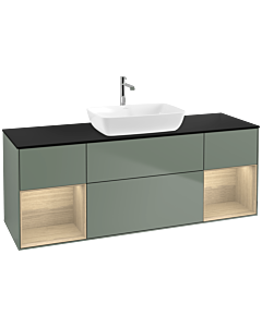 Villeroy und Boch Finion Villeroy und Boch F862PCGM 160cm, plaque de finition noir mat, étagères Oak Veneer , Olive Matt Lacquer