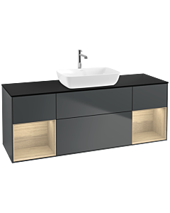 Villeroy und Boch Finion Villeroy und Boch Finion F862PCHG 160cm, cover plate black matt, shelves Oak Veneer , midnight Blue Matt Lacquer