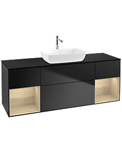 Villeroy und Boch Finion Villeroy und Boch Finion F862PCPD 160cm, cover plate black matt, shelves Oak Veneer , black matt lacquer