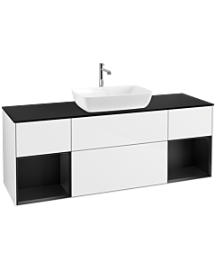 Villeroy und Boch Finion Villeroy und Boch Finion F862PDGF 160cm, cover plate black matt, shelves black matt lacquer, glossy white lacquer