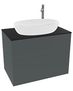 Villeroy und Boch Finion Waschtischunterschrank F87200HG 80x60,3cm, Abdeckplatte black matt, Midnight Blue Matt Lacquer