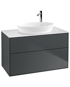 Villeroy und Boch Finion Waschtischunterschrank F88100HG 100x60,3cm, Abdeckplatte white matt, Midnight Blue Matt Lacquer
