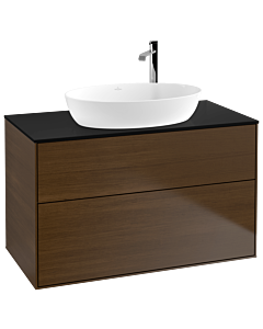 Villeroy und Boch Finion Villeroy und Boch F88200GN 100x60.3cm, plaque de recouvrement noir mat, placage noyer