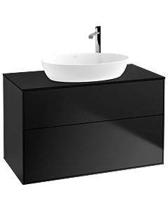 Villeroy und Boch Finion Waschtischunterschrank F88200PD 100x60,3cm, Abdeckplatte black matt, Black matt lacquer