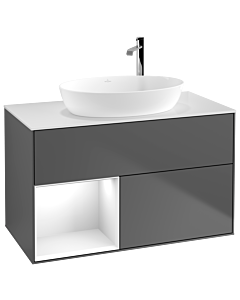 Villeroy und Boch Finion Villeroy und Boch Finion F891GFGK 100cm, cover plate white matt, shelves Glossy white lacquer, anthracite matt