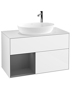 Villeroy und Boch Finion Villeroy und Boch Finion F891GKGF 100cm, cover plate white matt, shelves anthracite matt lacquer, glossy white lacquer