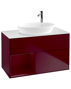 Villeroy und Boch Finion Waschtischunterschrank F891HBHB 100cm, Abdeckplatte white matt, Regale Peony matt lacquer, Peony Matt