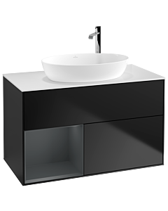 Villeroy und Boch Finion Villeroy und Boch Finion F891HGPD 100cm, cover plate white matt, shelves midnight matt lacquer, black matt lacquer
