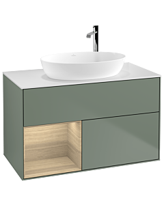 Villeroy und Boch Finion Villeroy und Boch Finion F891PCGM 100cm, cover plate white matt, shelves Oak Veneer , Olive Matt Lacquer